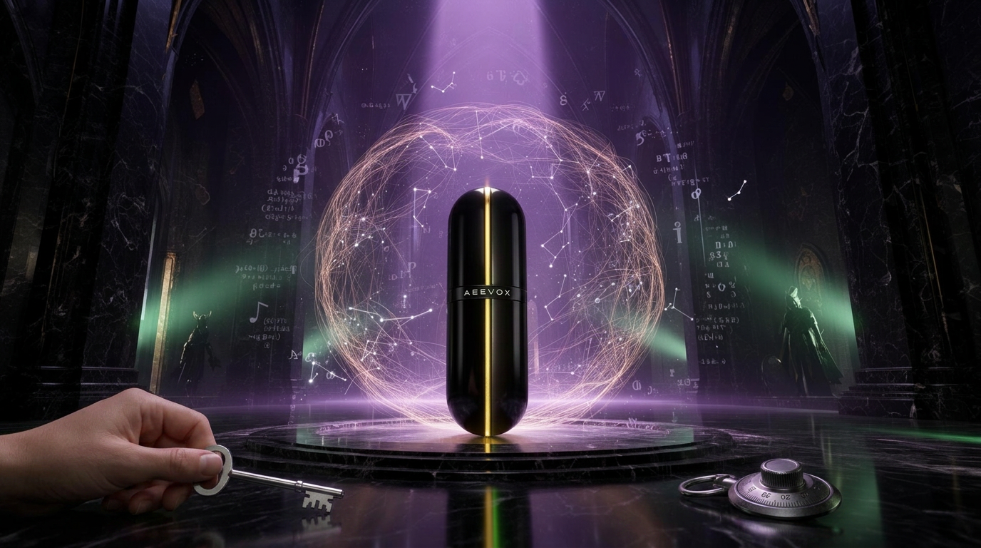 A glowing memory capsule sealed inside concentric protective shields of light
